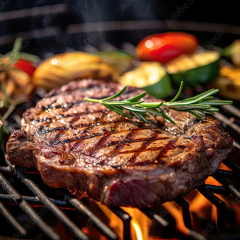 Renentrecote på grillen av rensarv med rosmainkvist på